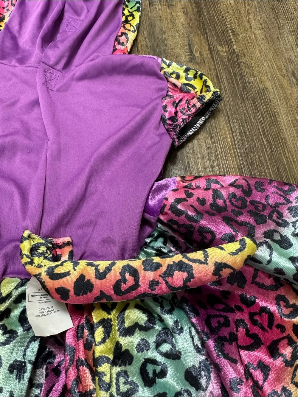 Girls' Rainbow Leopard Tulle Dress Costume with Hot Pink Tutu 2T Halloween